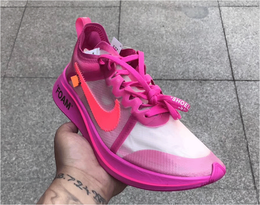 nike zoom fly off white tulip pink