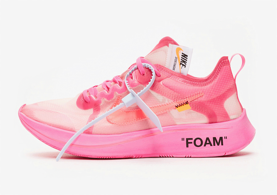 nike off white zoom fly tulip pink