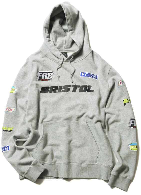 FCRB 2019SS MULTI LOGO PULLOVER HOODIE GRAY