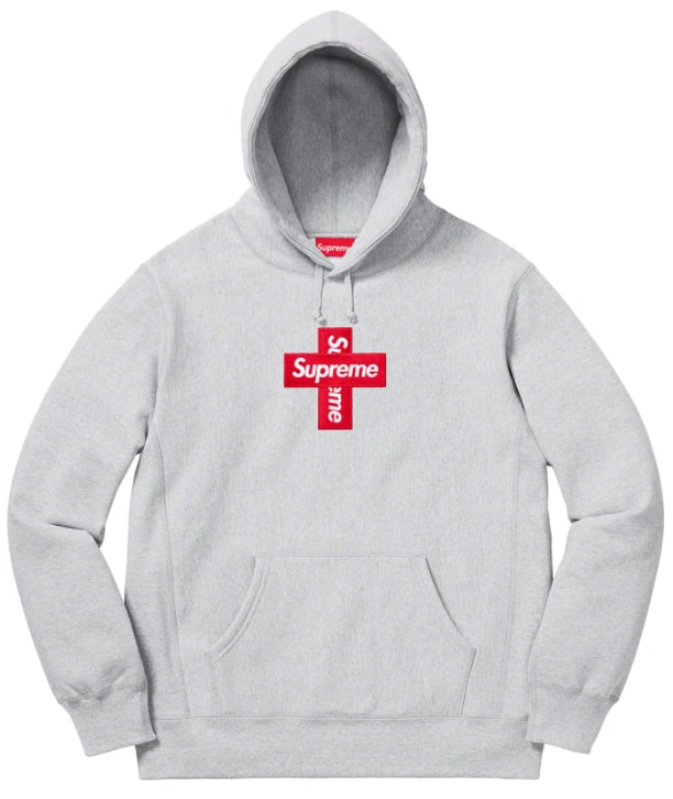 パーカー【美品】supreme cross box logo hooded グレーL